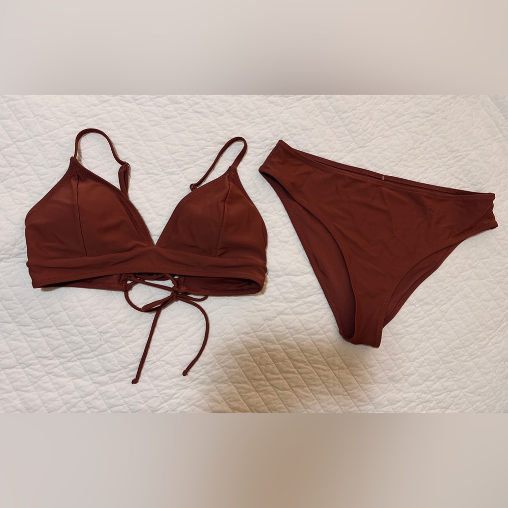 CUPSHE Women Bikini Set Solid Color Sexy Triangle Top